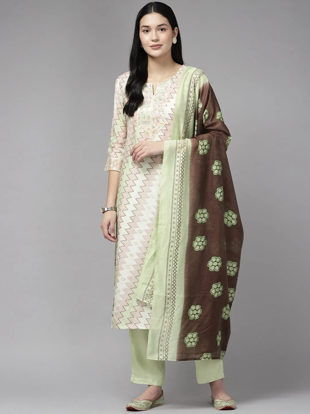 Printed Sequinned Dupatta Set