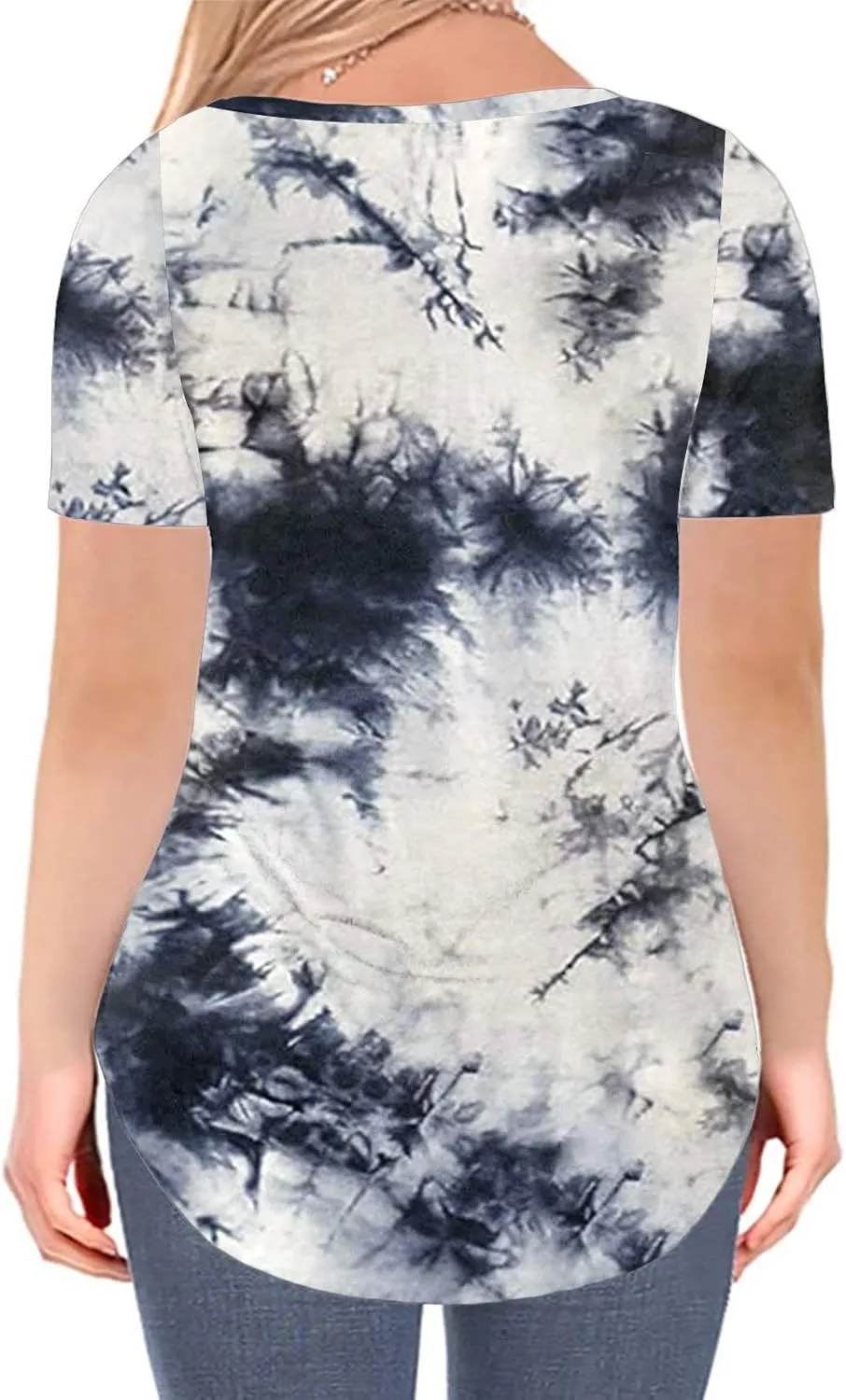 ROSRISS Plus Size Tops for Women Casual Summer T Shirts V Neck Short Sleeve Tunics