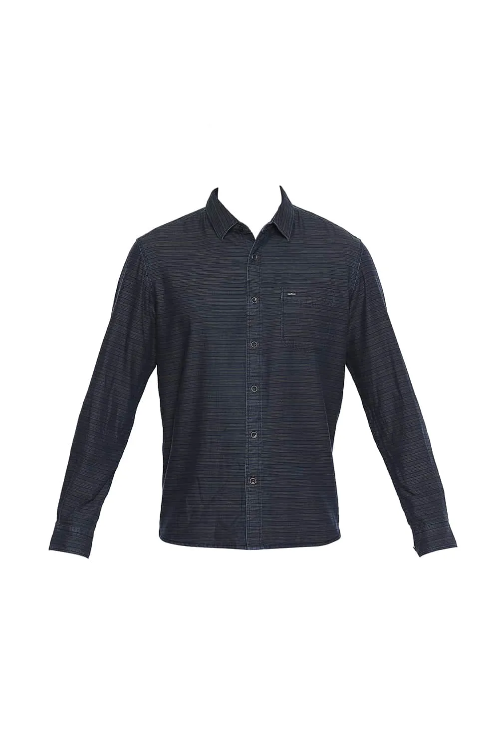 Slim Fit Indigo Weft Stripes Shirt