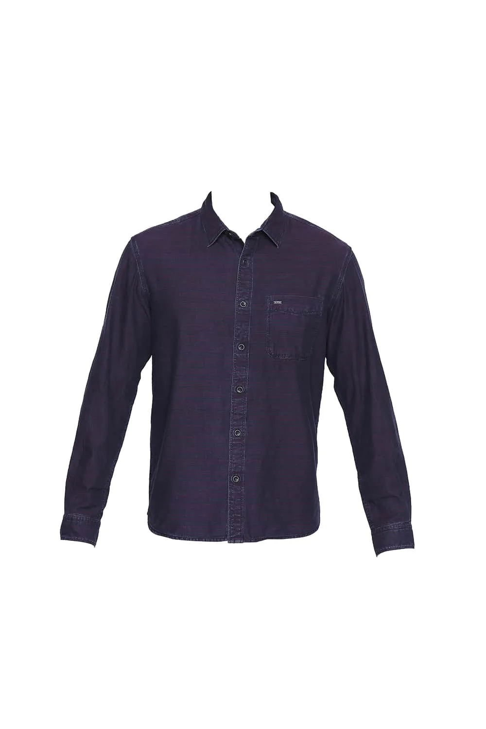 Slim Fit Indigo Weft Stripes Shirt