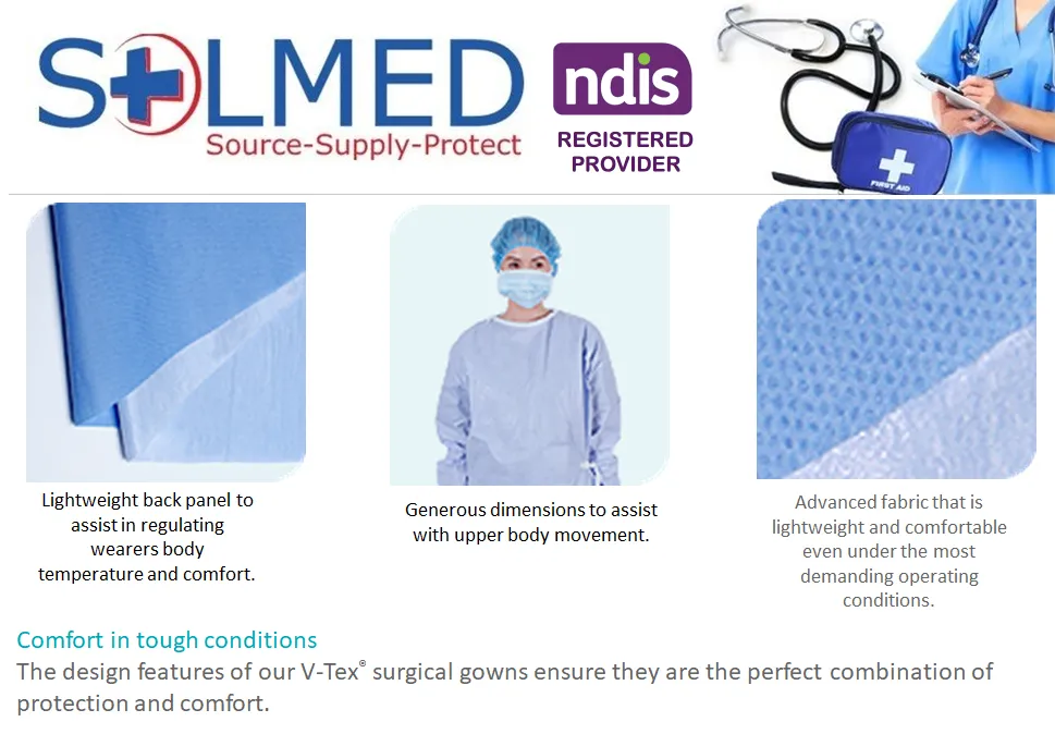 SURGICAL MEDICAL GOWN LIQUID AND VIRAL PROTECTION V-TEX® AAMI LEVEL 4