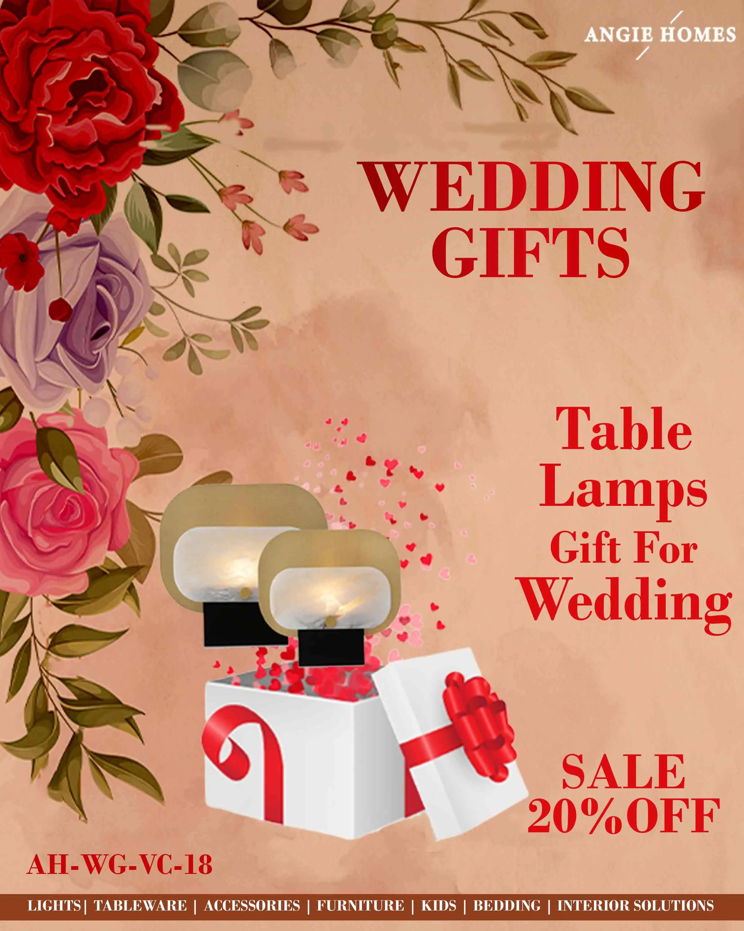 TABLE LAMPS FOR WEDDING GIFTS | MARRIAGE GIFT VOUCHER | RETURN GIFTTING CARD