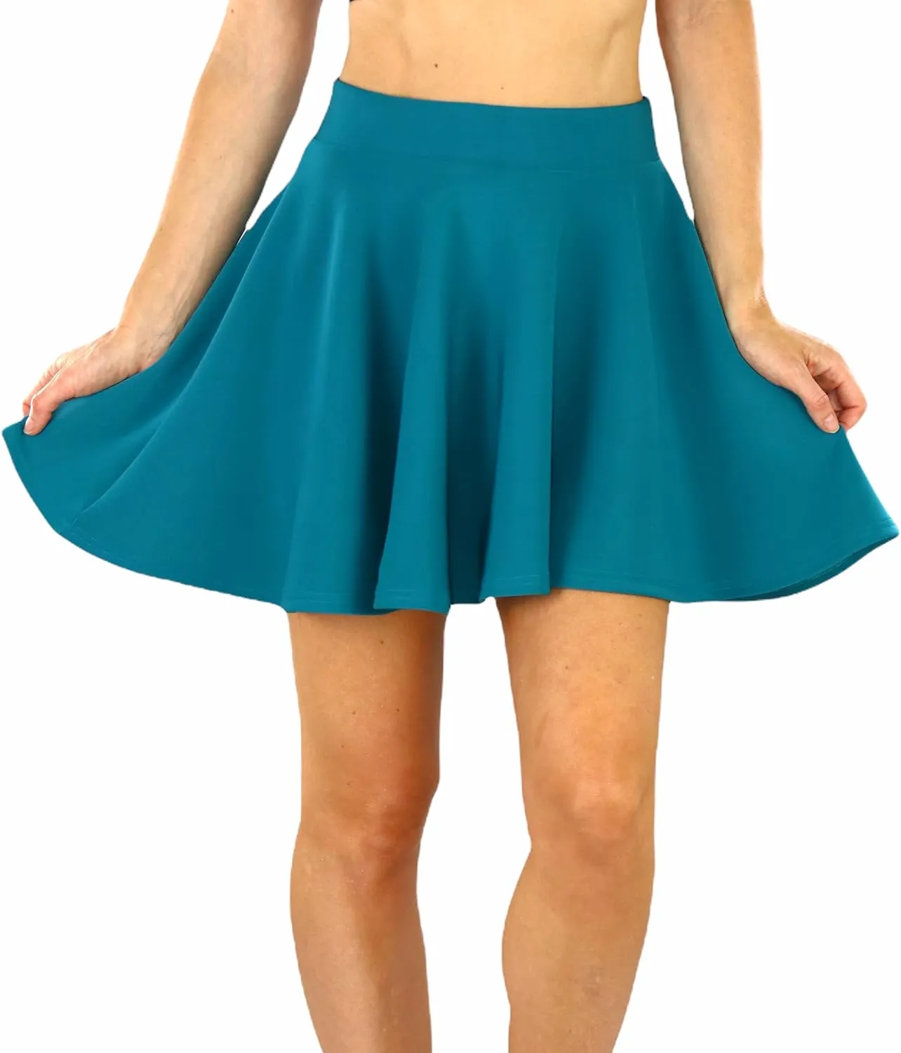 ToBeInStyle Womens Flared Above Knee Basic Versatile Stretchy A-line Skater Skirt