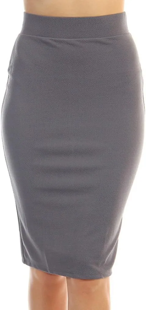 ToBeInStyle Women??s Solid Color Flirty Back Slit Professional Formal Pencil Skirt