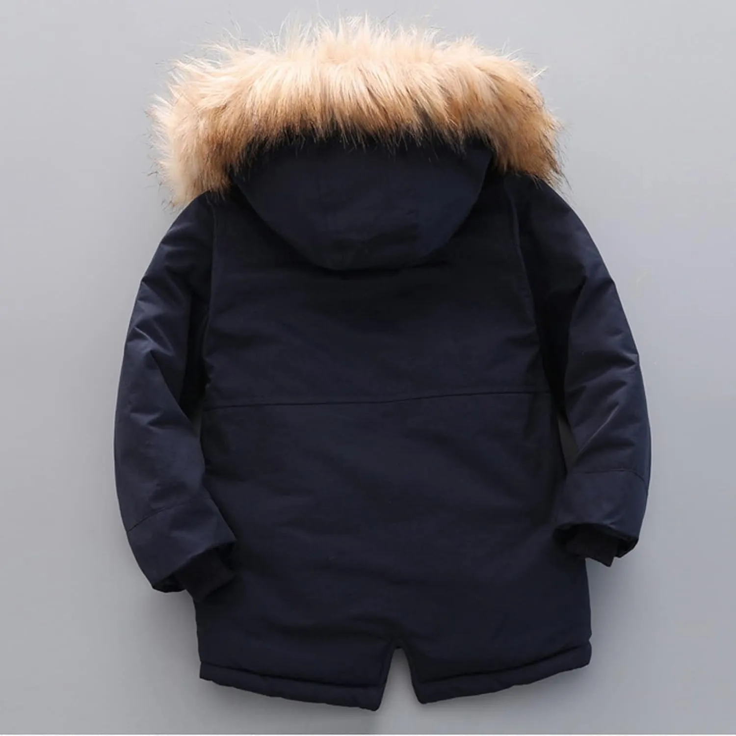Toddler Girls Boys Padded Parka Thick Warm Jacket Faux Fur Hooded Fleece Coat for Kids Midweight Winter Jacket