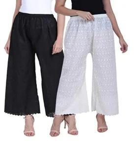 Women's Cotton chikankari Palazzo Combo (Pack of 2)