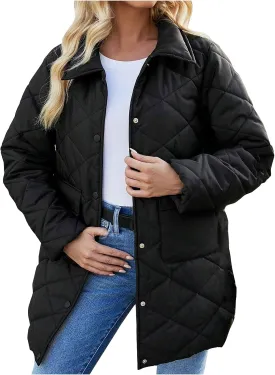 Womens Quilted Jacket Lightweight Puffer Jacket Button Down Winter Jacket Warm Insulated Jackets Padded Jacket