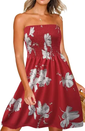 Zyyfly Summer Strapless Dress for Women Tube Top Sundress Casual Beach Cover Ups